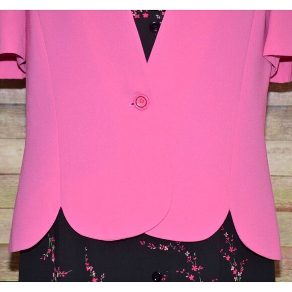 Studio 1 Ladies 2 Piece Pink Jacket & Black Dress 14 Maxi Retro Church Career - Picture 3 of 11